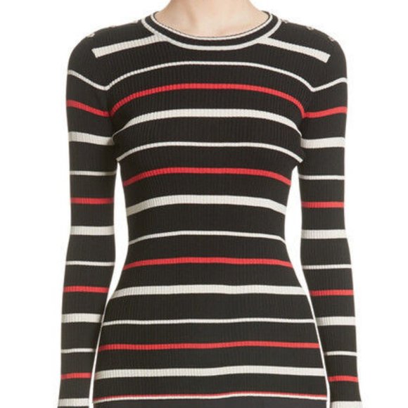 NWT ST. JOHN Multicolor Stripe Knit sweater in Black size S - Picture 1 of 8